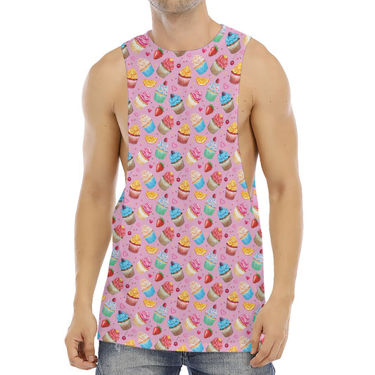 Watercolor Cupcake Pattern Print Men's Muscle Tank Top