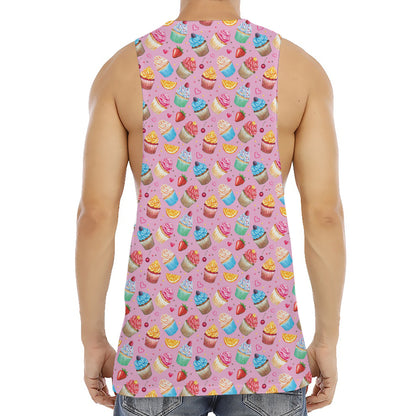 Watercolor Cupcake Pattern Print Men's Muscle Tank Top
