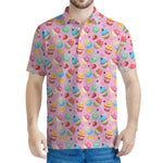 Watercolor Cupcake Pattern Print Men's Polo Shirt