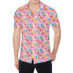 Watercolor Cupcake Pattern Print Men's Shirt