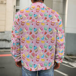 Watercolor Cupcake Pattern Print Men's Shirt Jacket