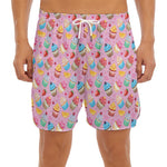 Watercolor Cupcake Pattern Print Men's Split Running Shorts