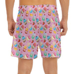 Watercolor Cupcake Pattern Print Men's Split Running Shorts