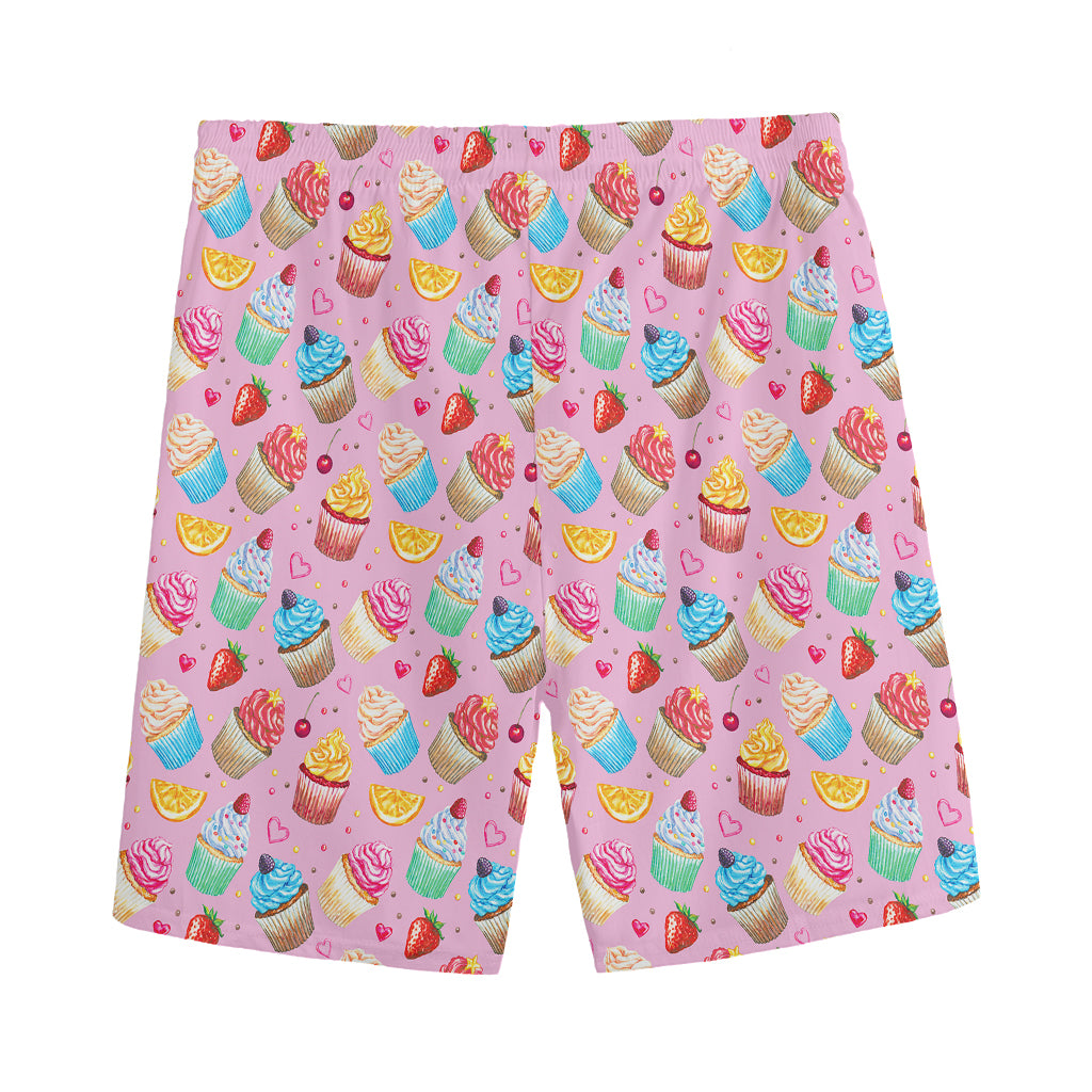 Watercolor Cupcake Pattern Print Men's Sports Shorts