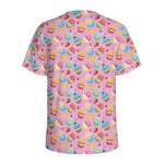 Watercolor Cupcake Pattern Print Men's Sports T-Shirt