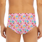 Watercolor Cupcake Pattern Print Men's Triangle Swim Briefs