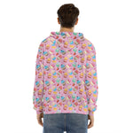 Watercolor Cupcake Pattern Print Men's Velvet Pullover Hoodie
