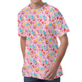 Watercolor Cupcake Pattern Print Men's Velvet T-Shirt