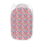 Watercolor Cupcake Pattern Print Mesh Laundry Hamper