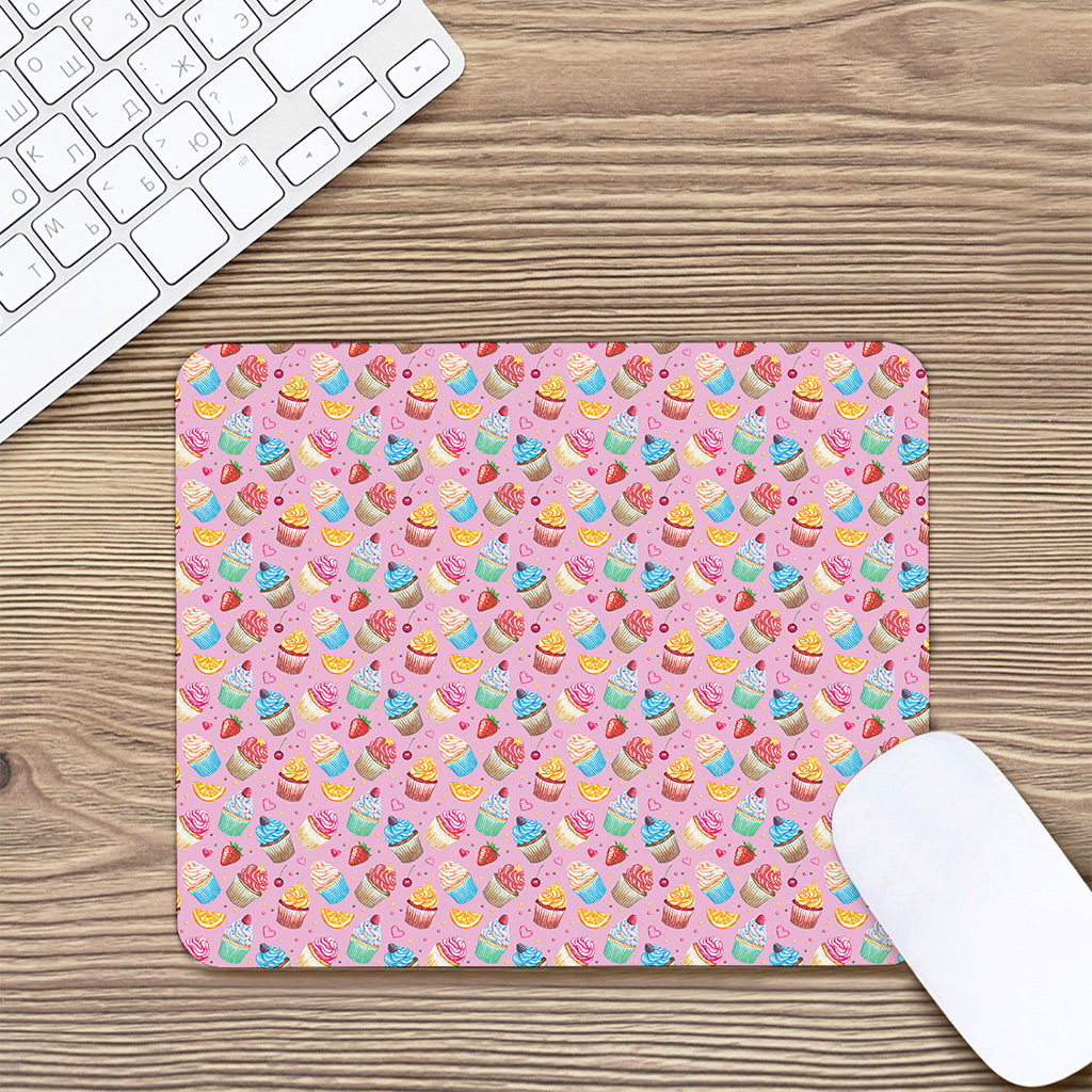 Watercolor Cupcake Pattern Print Mouse Pad