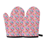 Watercolor Cupcake Pattern Print Oven Mitts