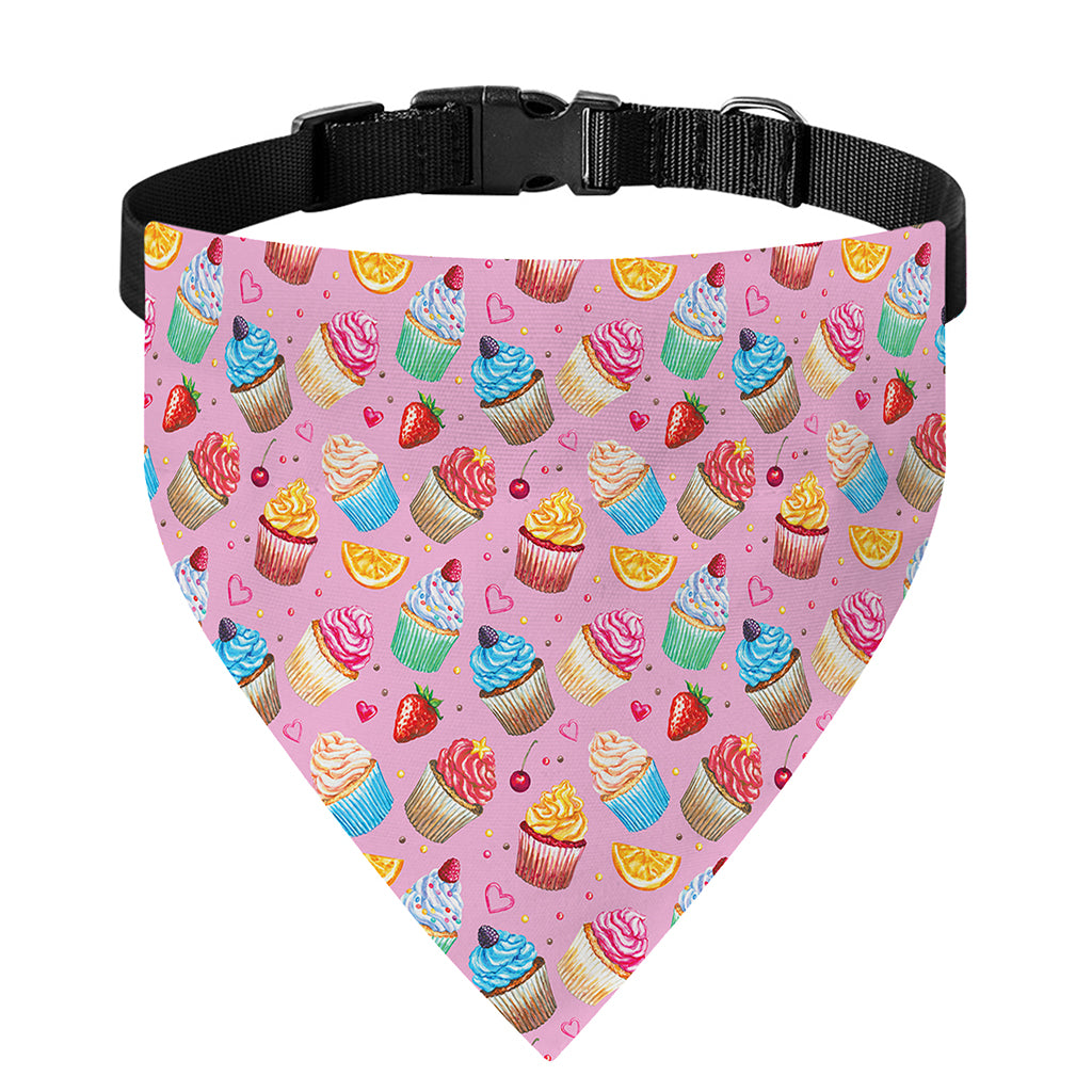 Watercolor Cupcake Pattern Print Over The Collar Dog Bandana