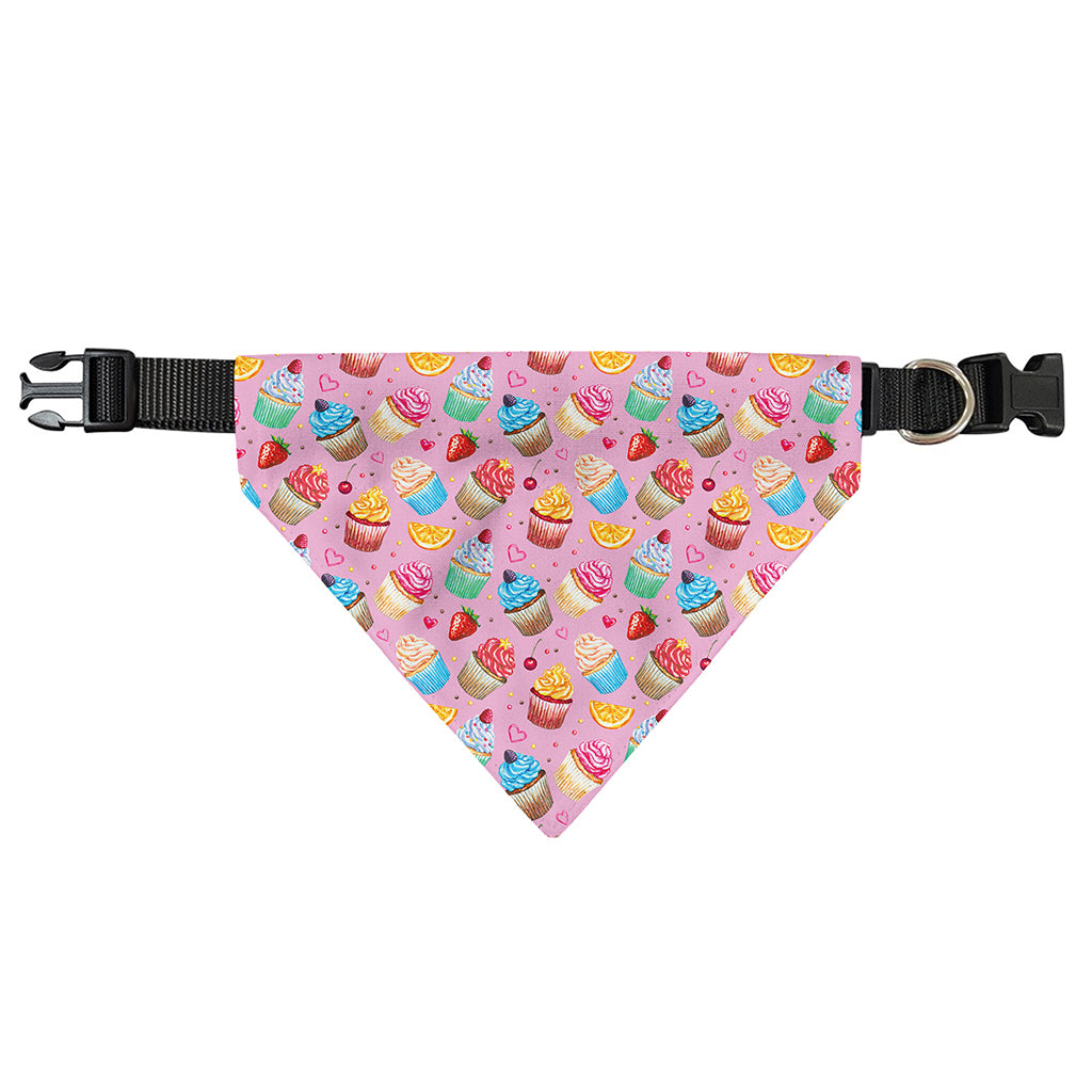 Watercolor Cupcake Pattern Print Over The Collar Dog Bandana