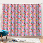 Watercolor Cupcake Pattern Print Pencil Pleat Curtains