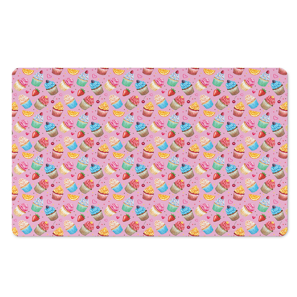 Watercolor Cupcake Pattern Print Polyester Doormat