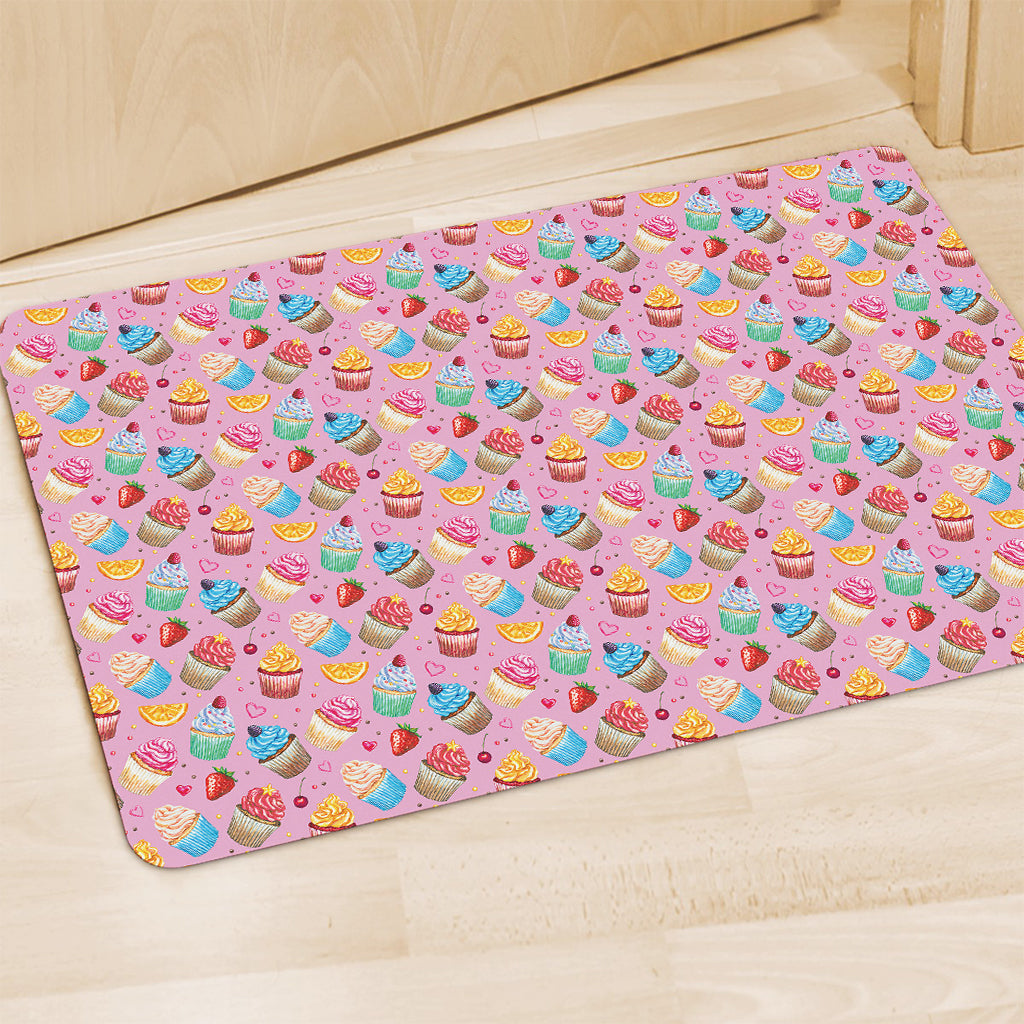 Watercolor Cupcake Pattern Print Polyester Doormat
