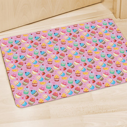 Watercolor Cupcake Pattern Print Polyester Doormat