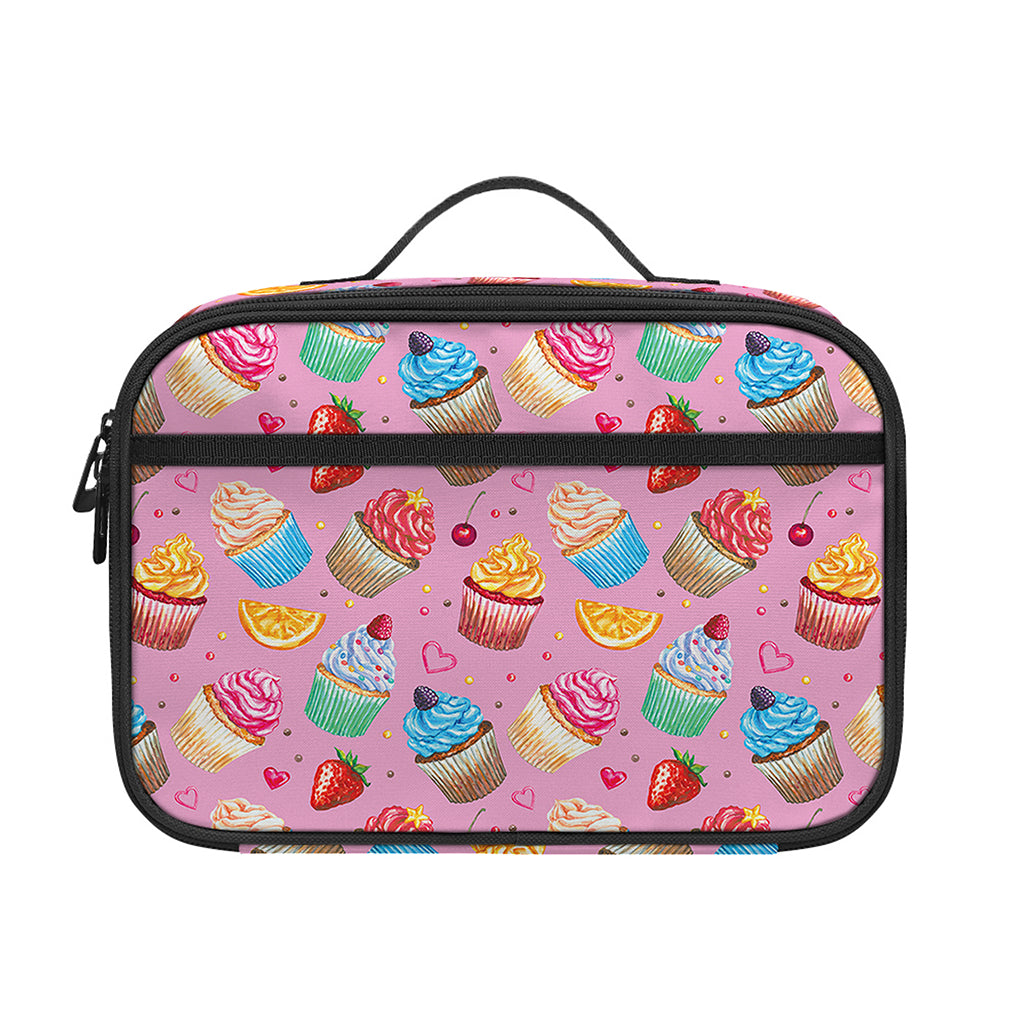 Watercolor Cupcake Pattern Print Portable Lunch Bag