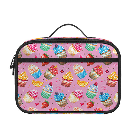 Watercolor Cupcake Pattern Print Portable Lunch Bag