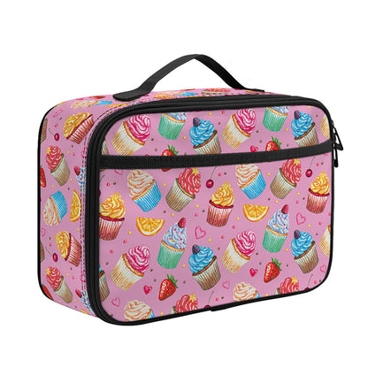 Watercolor Cupcake Pattern Print Portable Lunch Bag