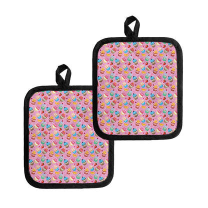 Watercolor Cupcake Pattern Print Pot Holders