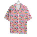 Watercolor Cupcake Pattern Print Rayon Hawaiian Shirt