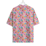 Watercolor Cupcake Pattern Print Rayon Hawaiian Shirt