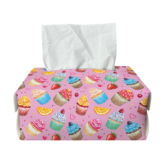 Watercolor Cupcake Pattern Print Rectangle Tissue Box Cover