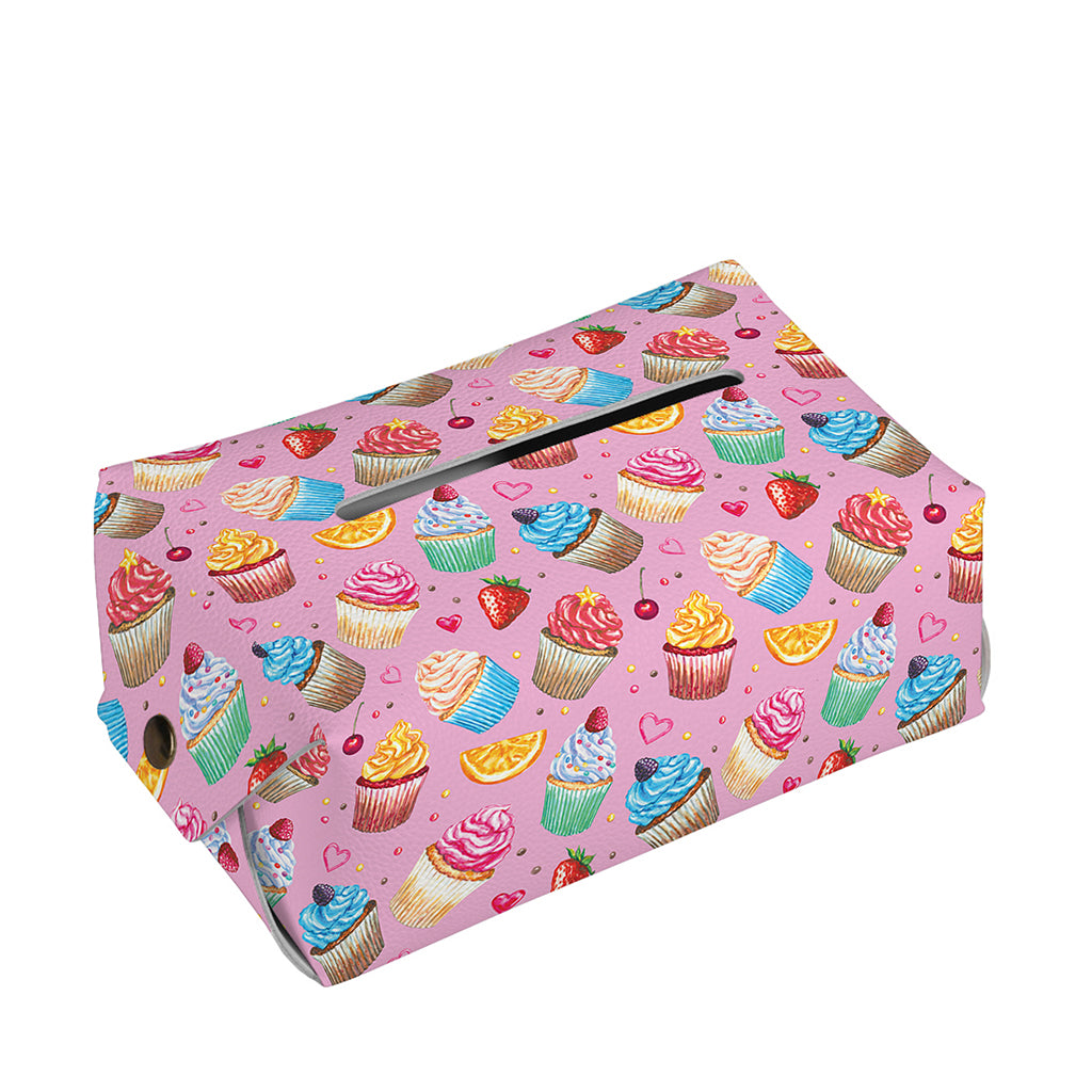 Watercolor Cupcake Pattern Print Rectangle Tissue Box Cover
