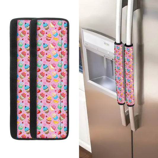 Watercolor Cupcake Pattern Print Refrigerator Handle Covers