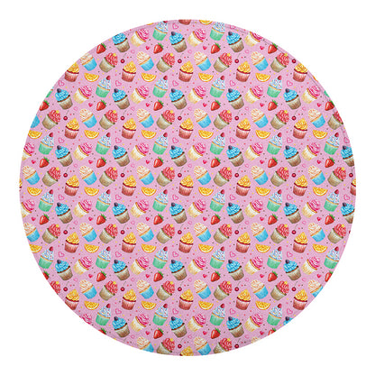 Watercolor Cupcake Pattern Print Round Blanket