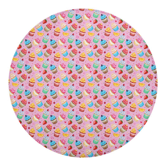 Watercolor Cupcake Pattern Print Round Blanket