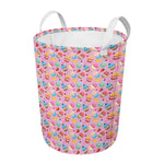 Watercolor Cupcake Pattern Print Round Laundry Basket