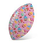 Watercolor Cupcake Pattern Print Rugby Ball