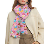 Watercolor Cupcake Pattern Print Scarf