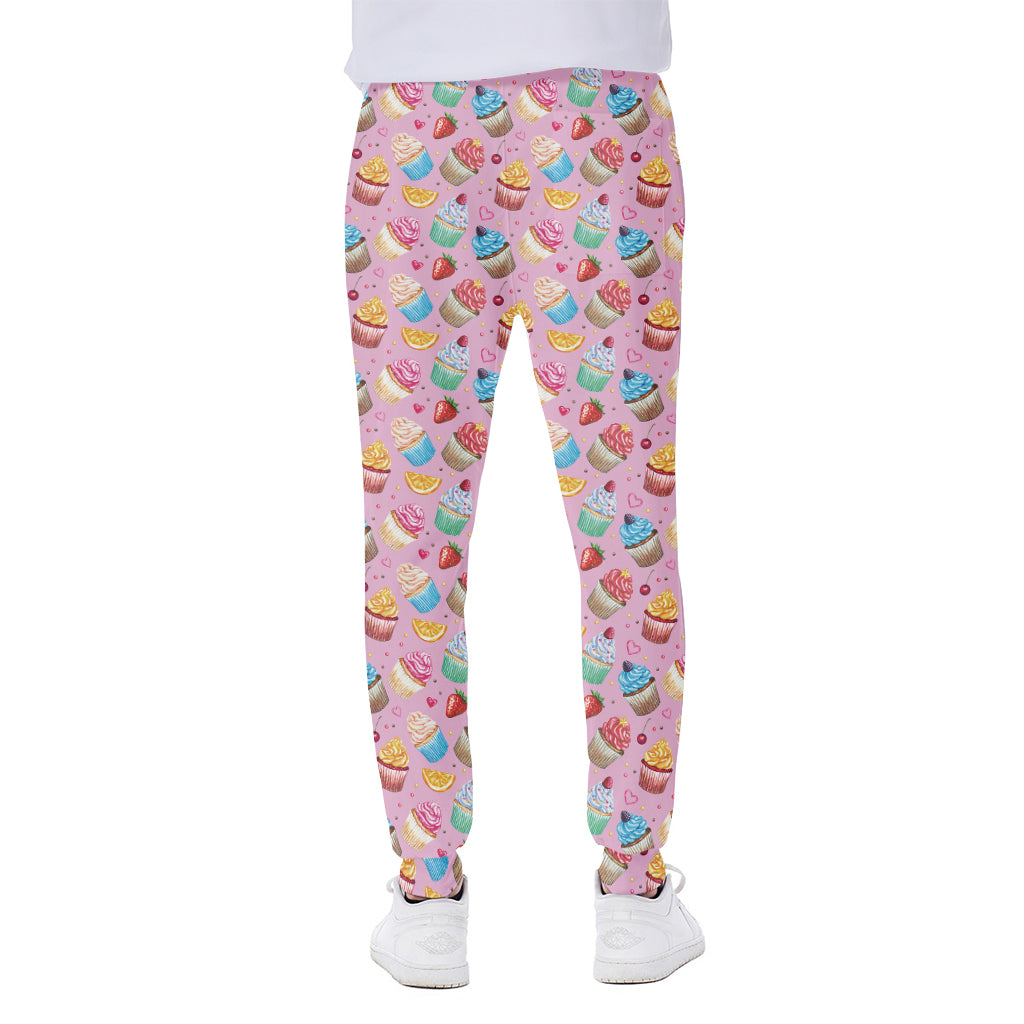 Watercolor Cupcake Pattern Print Scuba Joggers