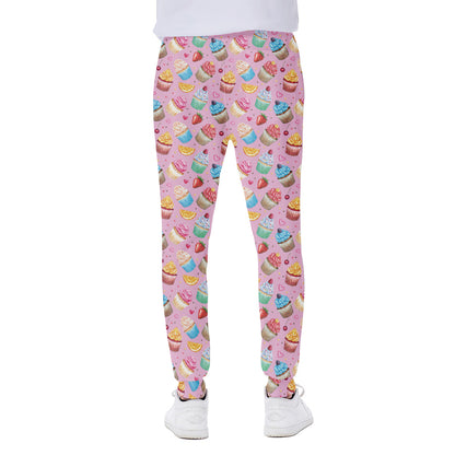 Watercolor Cupcake Pattern Print Scuba Joggers
