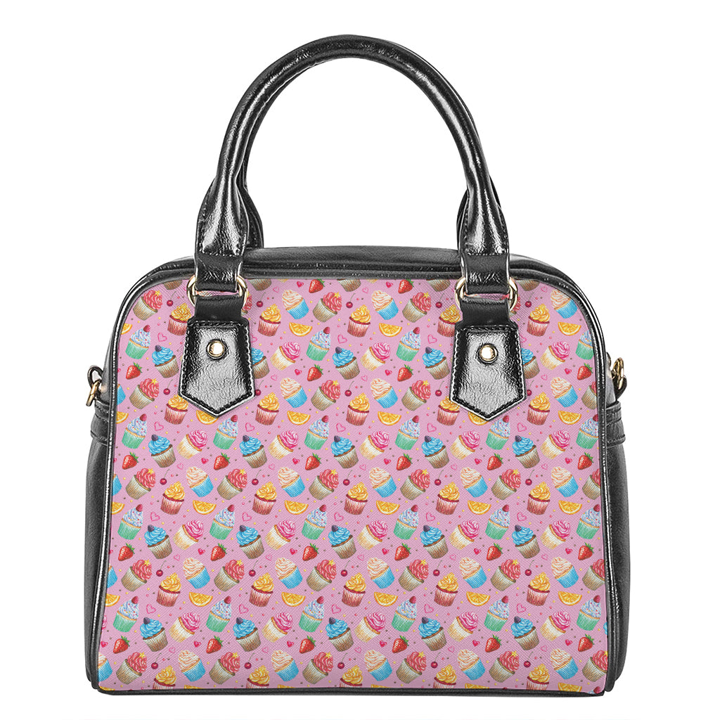 Watercolor Cupcake Pattern Print Shoulder Handbag