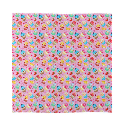 Watercolor Cupcake Pattern Print Silk Bandana