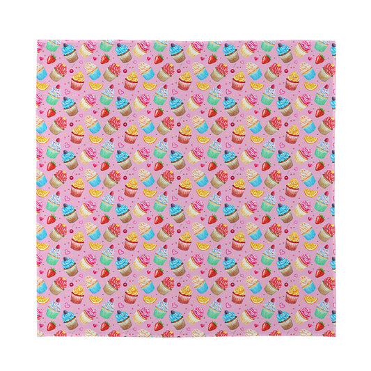 Watercolor Cupcake Pattern Print Silk Bandana