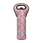 Watercolor Cupcake Pattern Print Single Neoprene Wine Tote