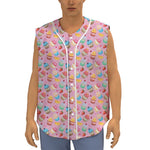 Watercolor Cupcake Pattern Print Sleeveless Baseball Jersey
