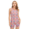 Watercolor Cupcake Pattern Print Sleeveless One Piece Swimsuit