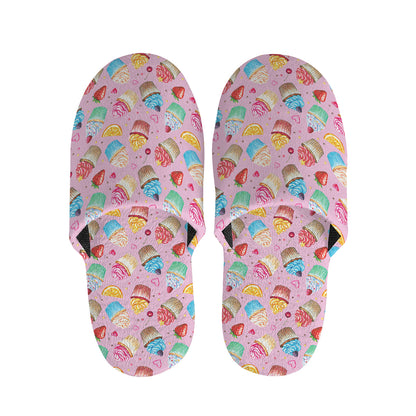 Watercolor Cupcake Pattern Print Slippers