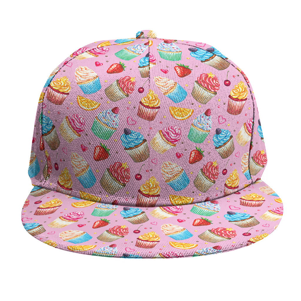 Watercolor Cupcake Pattern Print Snapback Cap