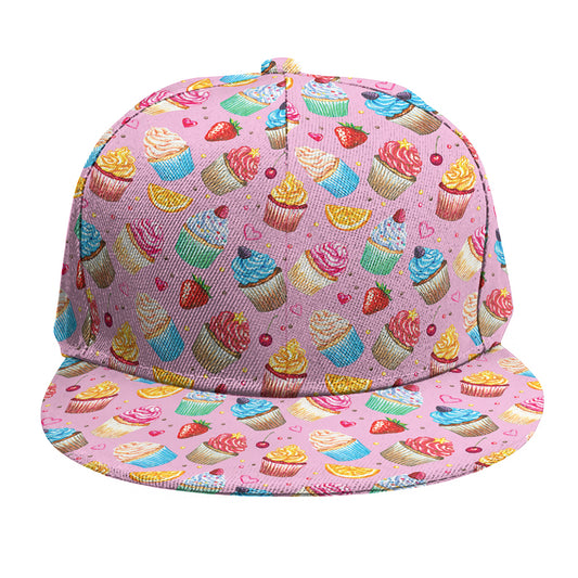 Watercolor Cupcake Pattern Print Snapback Cap