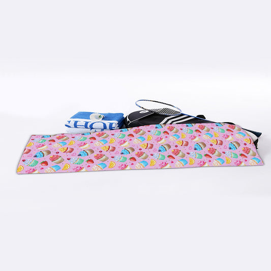 Watercolor Cupcake Pattern Print Sports Towel