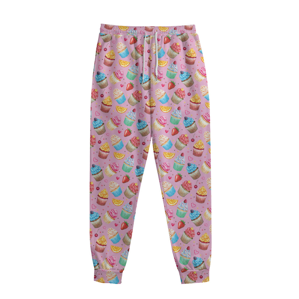 Watercolor Cupcake Pattern Print Sweatpants