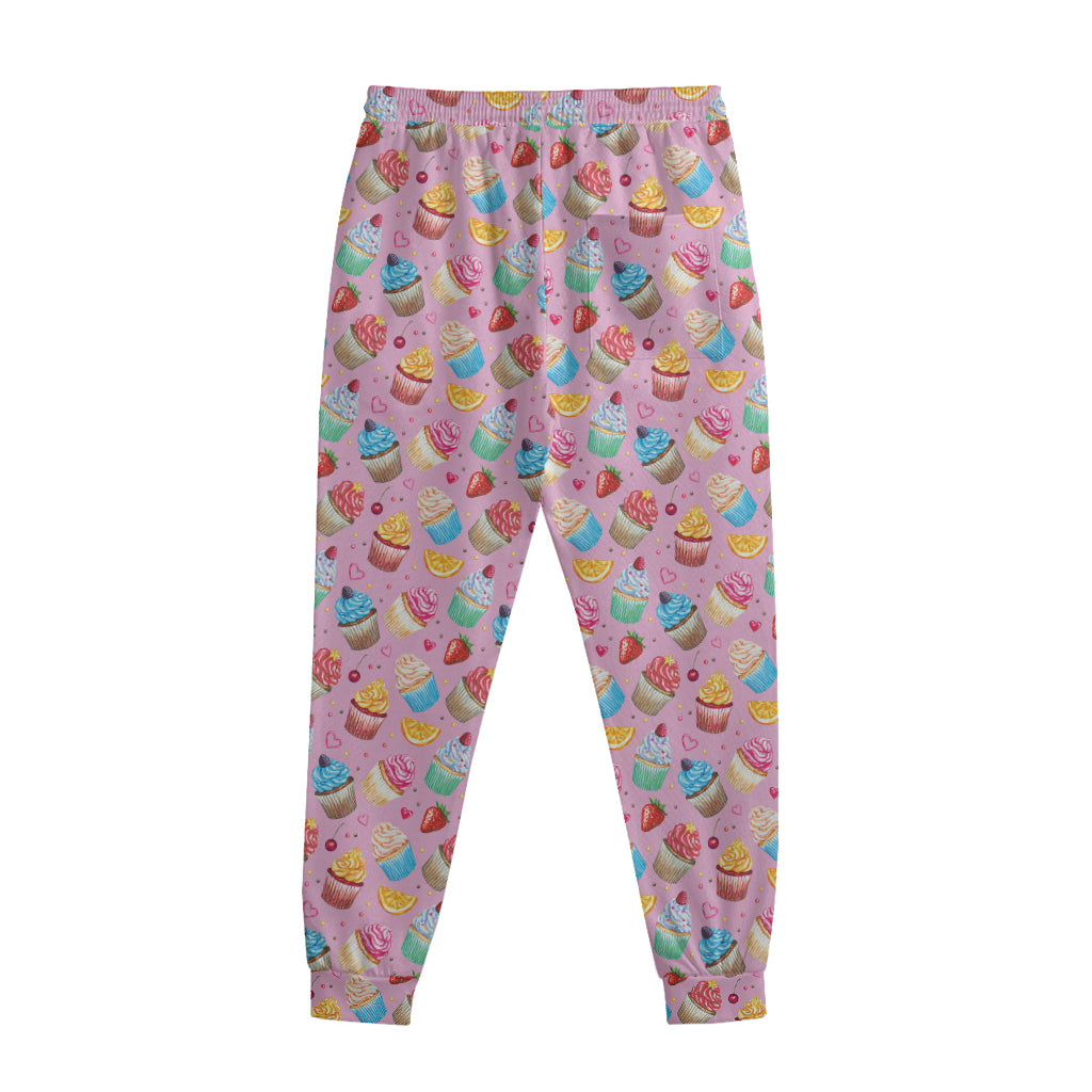 Watercolor Cupcake Pattern Print Sweatpants