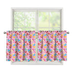 Watercolor Cupcake Pattern Print Tier Curtains